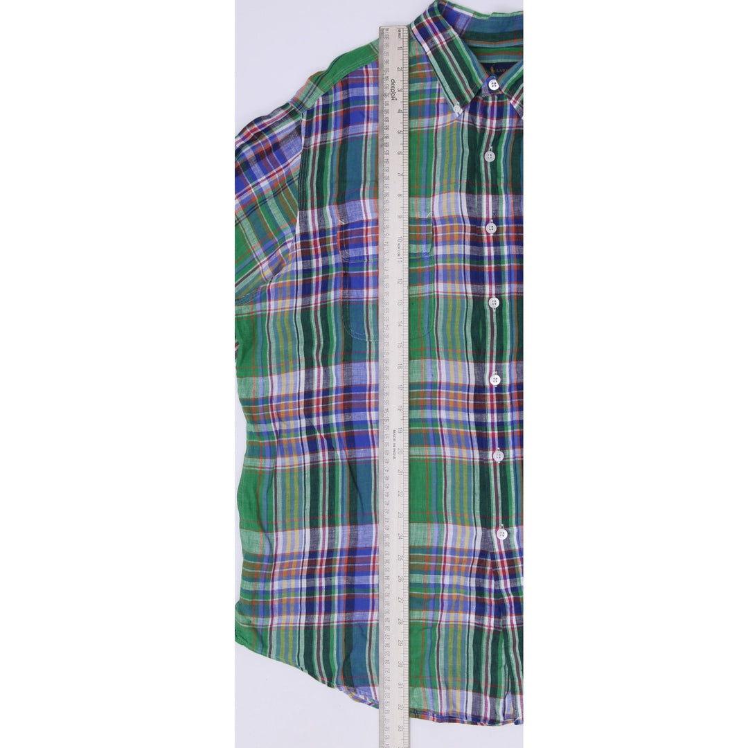 Mens Ralph Lauren Plaid 100% Linen Long Sleeve Shirt Size XXL