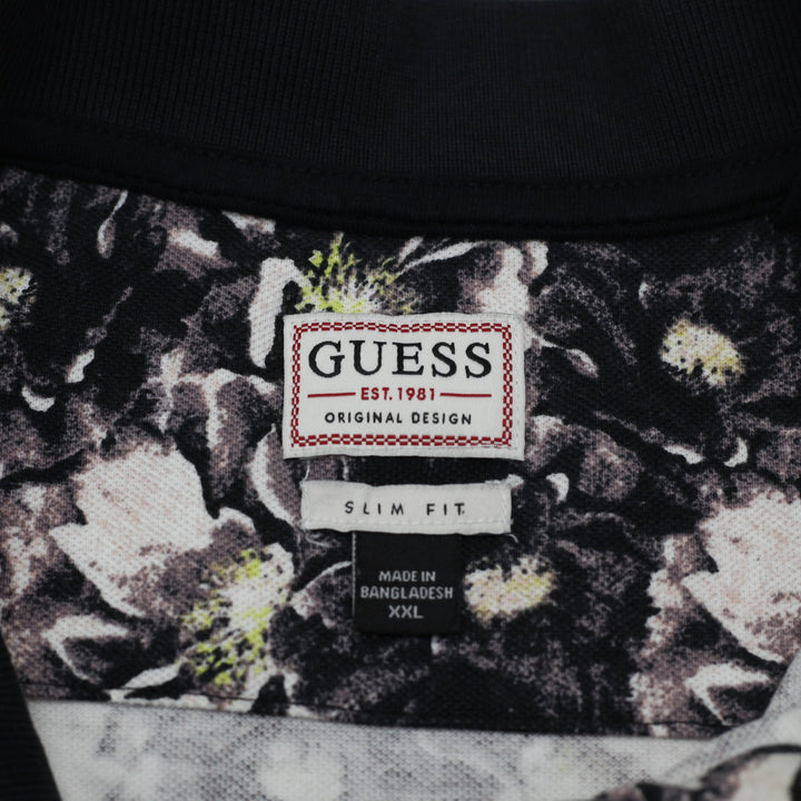 Mens Guess Floral Graphic Slim Fit Polo T-Shirt Size XXL