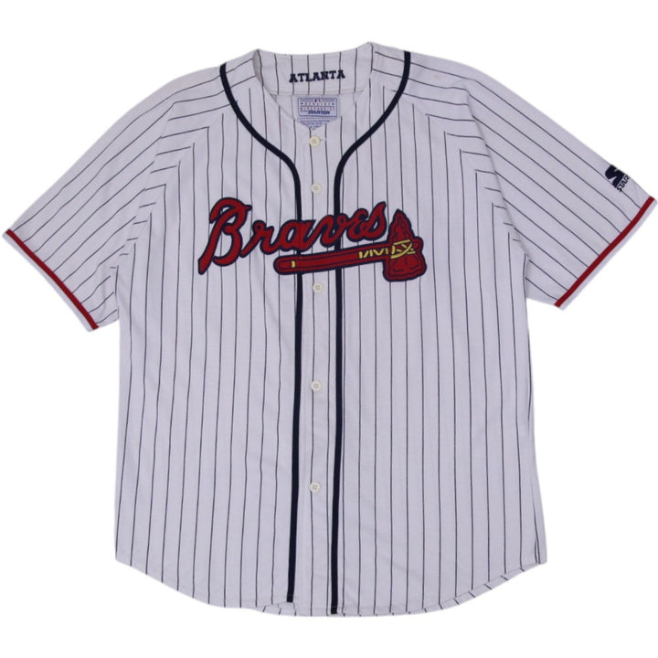 Vintage 1990s Atlanta Braves Baseball Pinstriped Button Jersey XL | Migration_Jerseys | Fashion Rerun