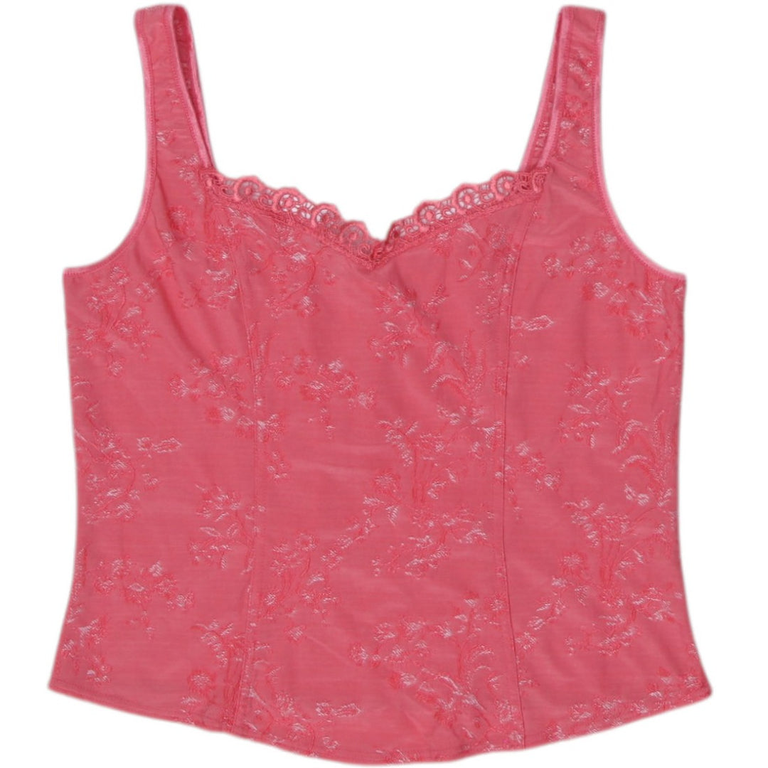 Y2K Ladies Arianne Coral Floral Lace Stretch Top Size XL | Migration_Y2K Tops | Fashion Rerun