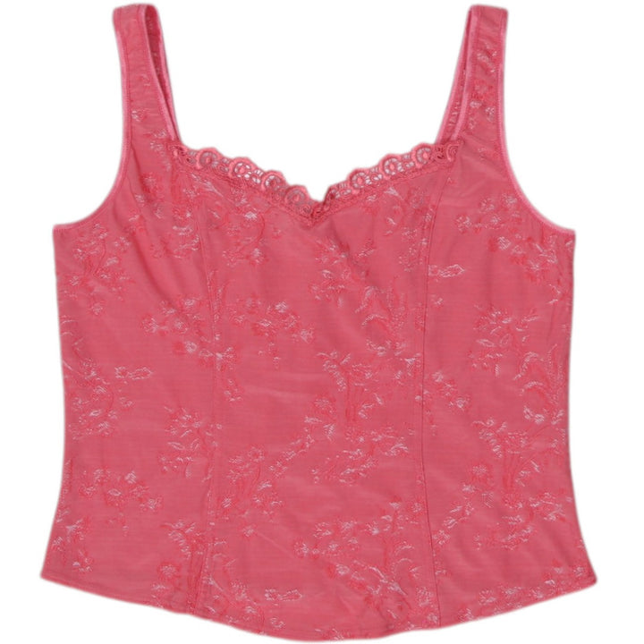 Y2K Ladies Arianne Coral Floral Lace Stretch Top Size XL | Migration_Y2K Tops | Fashion Rerun