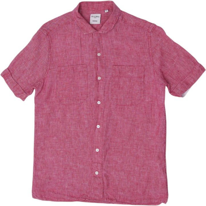 Mens Baird McNutt Murano Shirt Red Linen Short Sleeve Casual