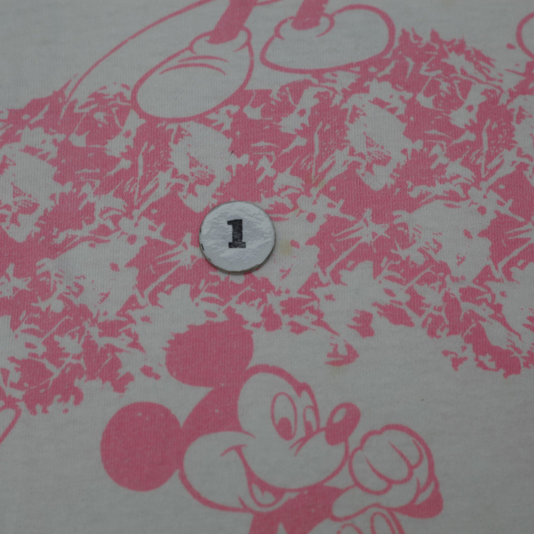 Vintage 90s Disney Mickey Mouse All Over Print T-Shirt Neon Gradient Made in Canada OS Single Stitch