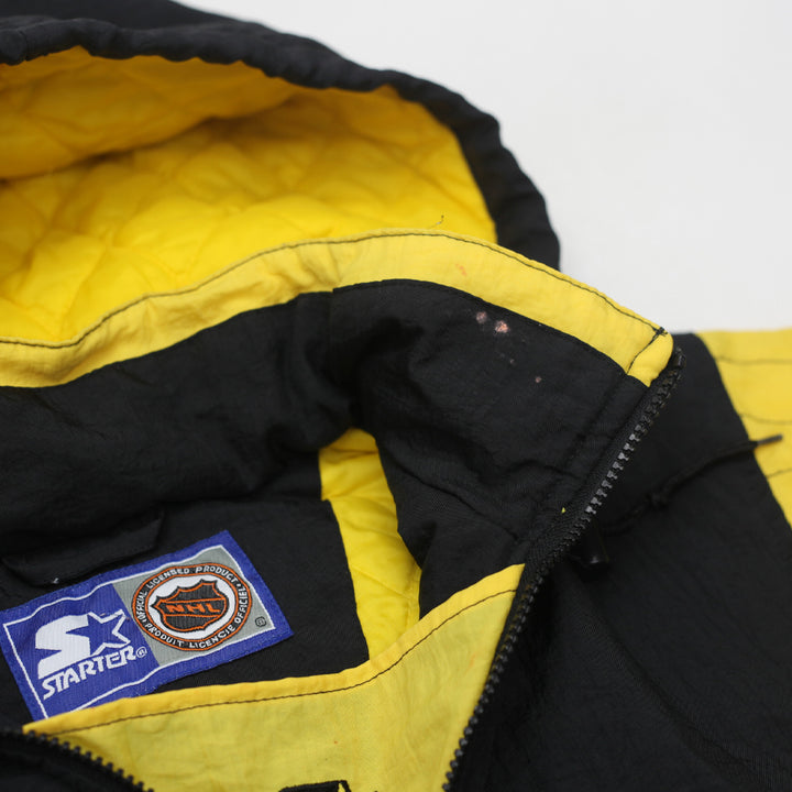 Vintage Starter NHL Pittsburgh Penguins Quilted Quarter Zip Hooded Jacket Size M - Fashion Rerun Vintage Migration_Jacket