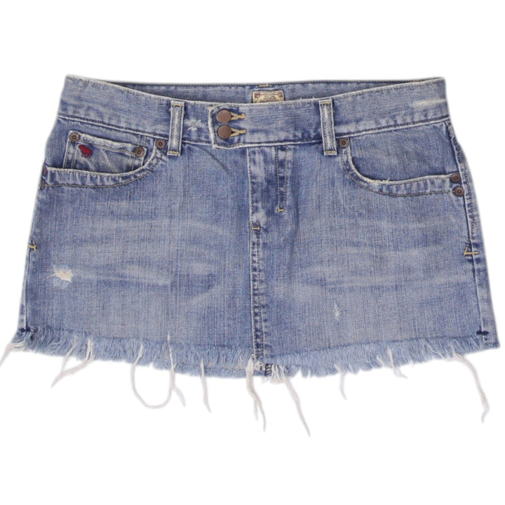 Y2K Ladies Distressed Frayed Hem Blue Denim Mini Skirt Size 2 | Migration_Skirts | Fashion Rerun