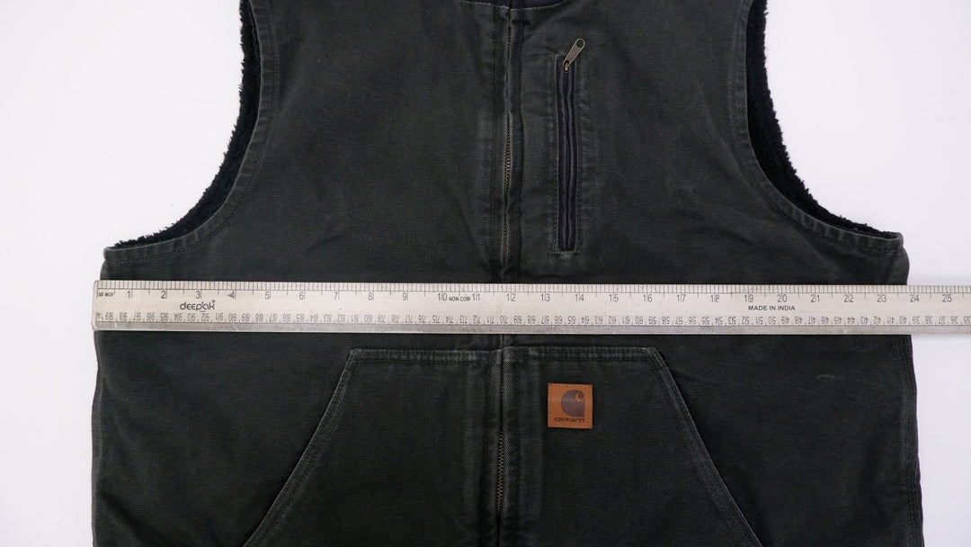 Mens Carhartt Vest Black Workwear Sherpa Lined Canvas