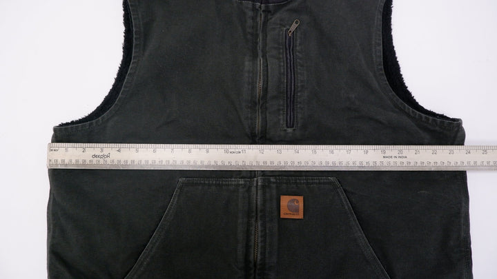 Mens Carhartt Vest Black Workwear Sherpa Lined Canvas