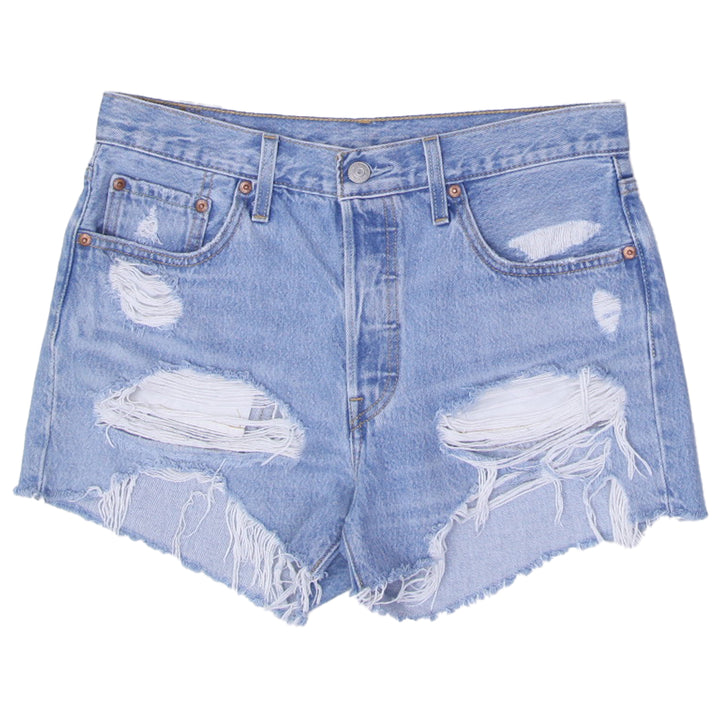 Ladies Levi's 501 Button Fly Ripped Denim Shorts