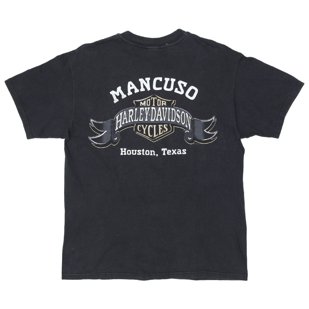 1998 Vintage Harley Davidson Mancuso Texas T-Shirt Black L