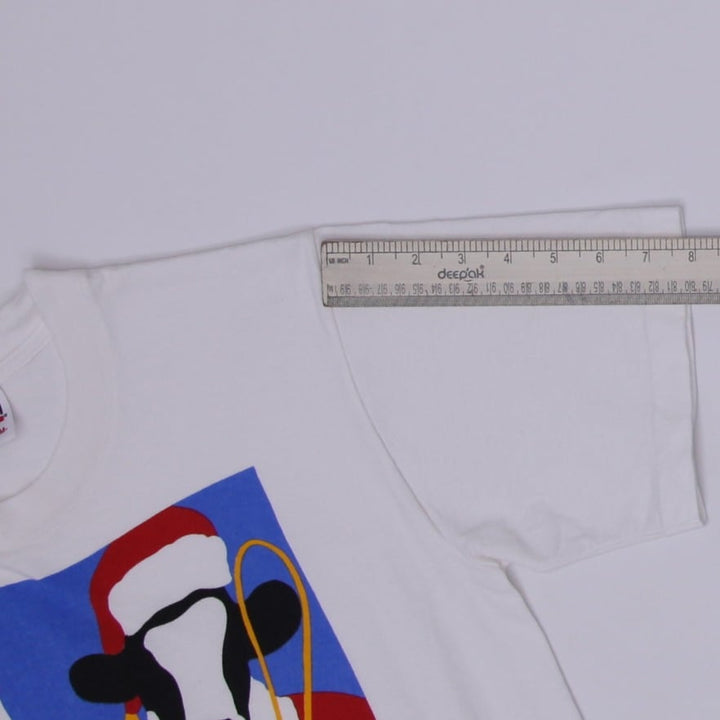 Vintage Mens Anvil Santa Cow Graphic Crew Neck S.Stitch T-Shirt Size M