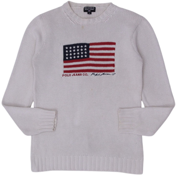 Vintage Ladies Polo Ralph Lauren Flag Crewneck Sweater Size 90 | Migration_Jumper & Knitwear RL Collection | Fashion Rerun
