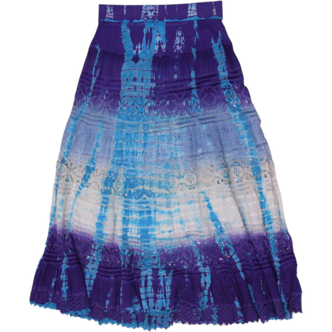 Y2K Ladies Cute Options Tie Dye Tiered Cotton Maxi Skirt Size L