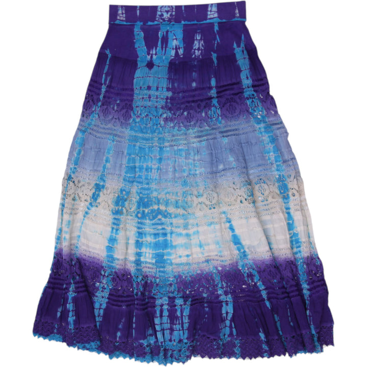 Y2K Ladies Cute Options Tie Dye Tiered Cotton Maxi Skirt Size L