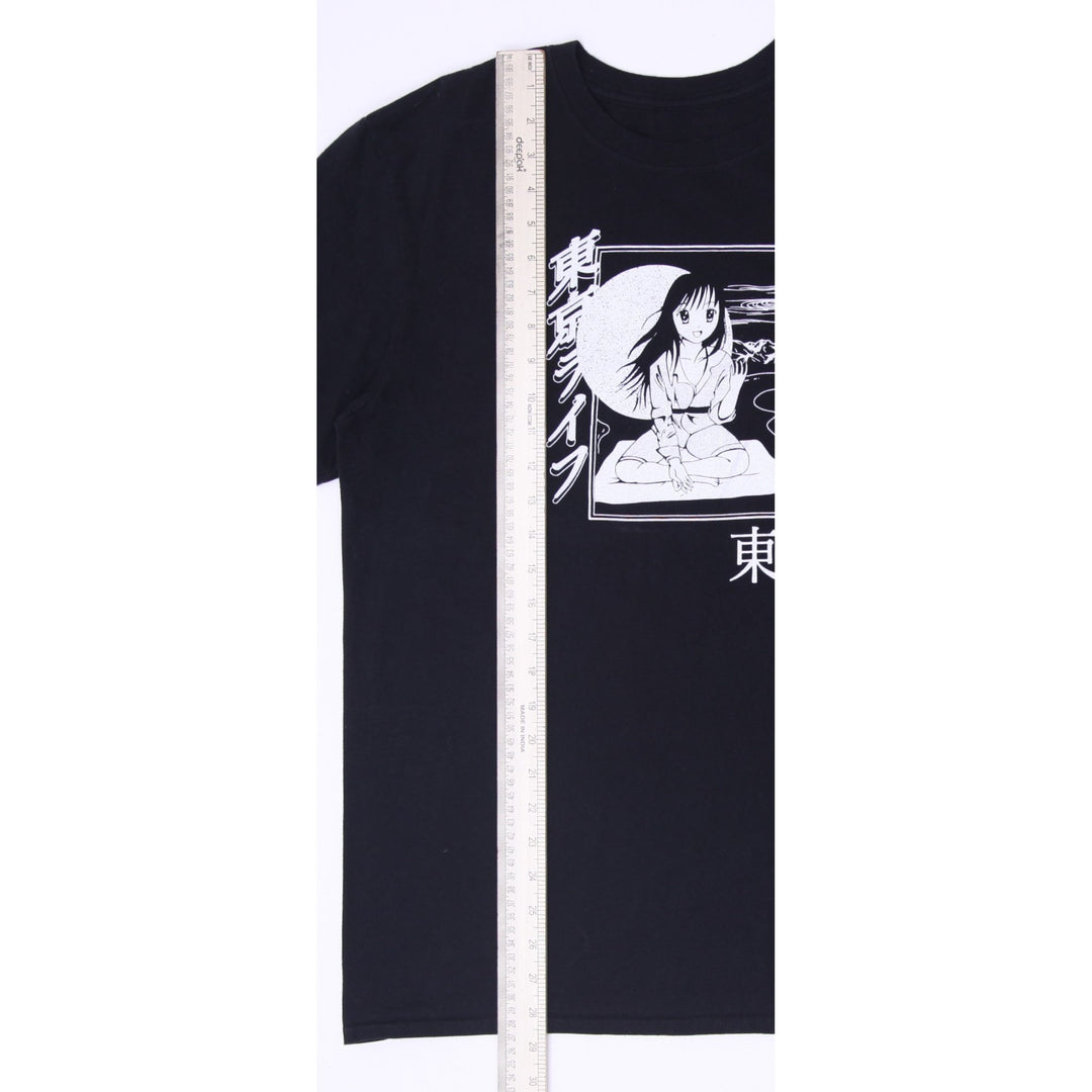 Mens Neon Riot Anime Girl Japanese Kanji T-Shirt Size L