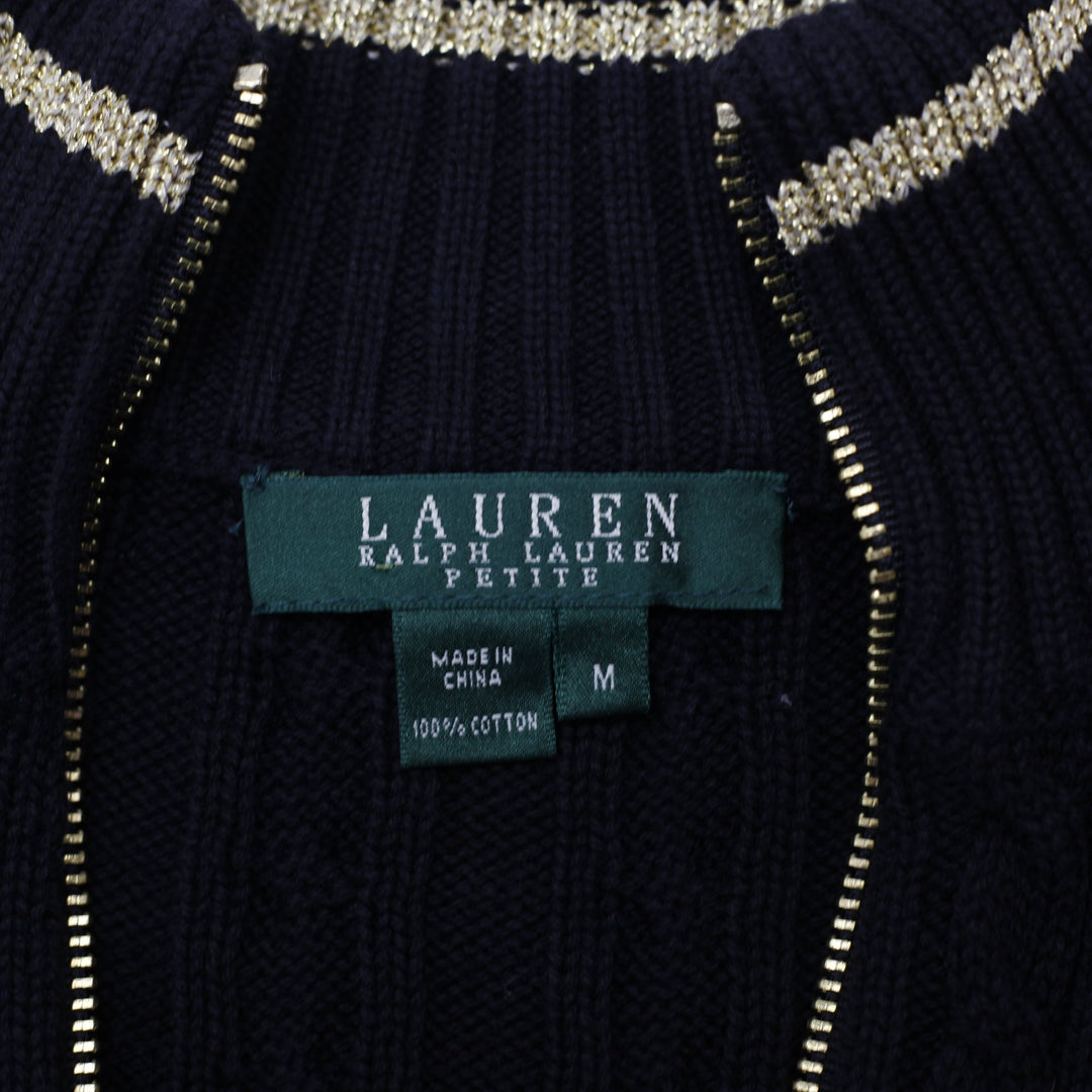 Ladies Lauren Ralph Lauren Navy Cable Knit Full Zip Cardigan Size M | Migration_Knitwear & Sweaters - Back Vi | Fashion Rerun