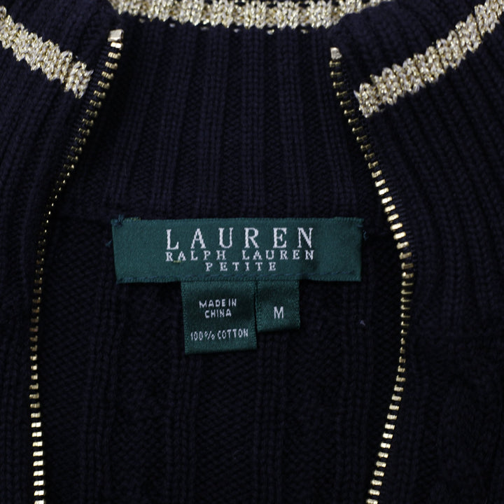 Ladies Lauren Ralph Lauren Navy Cable Knit Full Zip Cardigan Size M | Migration_Knitwear & Sweaters - Back Vi | Fashion Rerun