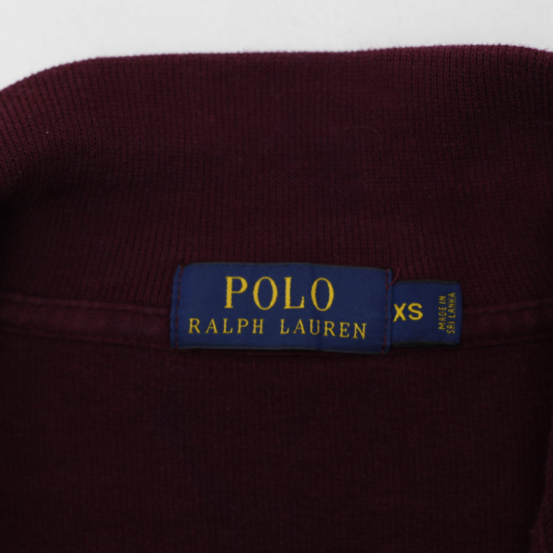 Retro Mens Polo Ralph Lauren Maroon Knit 1/4 Zip Sweater Size XS
