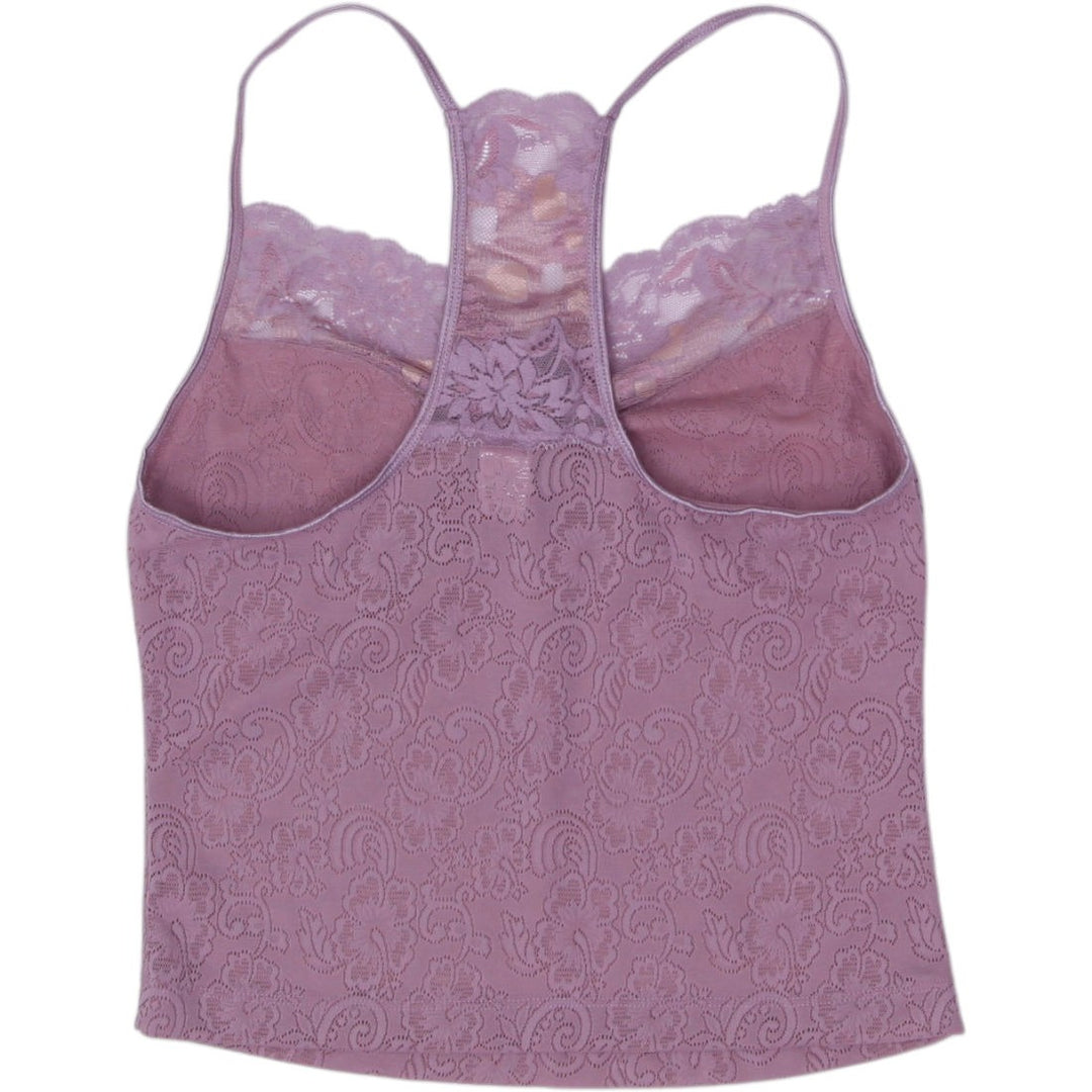 Y2K Ladies Rampage Mauve Purple Stretch Lace Racerback Cami Top Size M