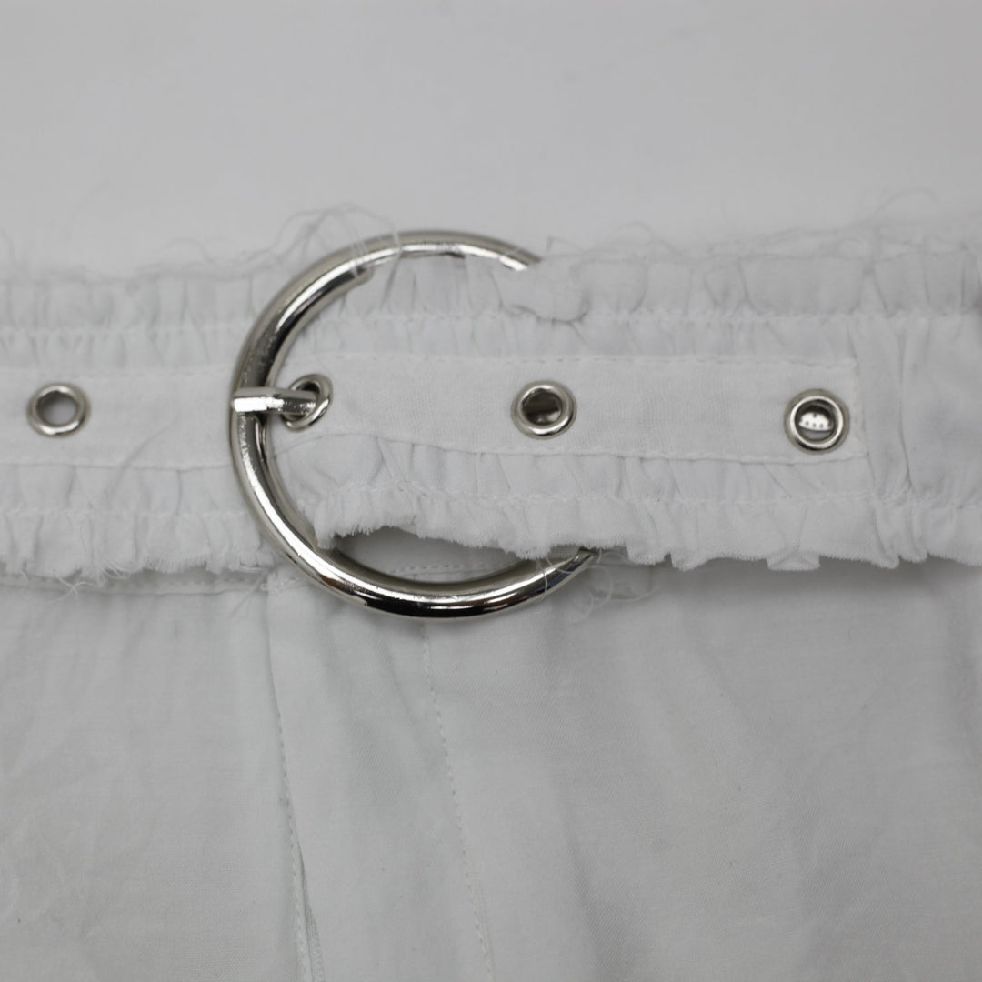 Y2K Ladies Holly Collection White Tiered Ruffle Skirt Belted Size M