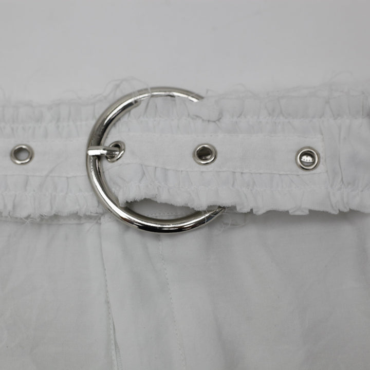 Y2K Ladies Holly Collection White Tiered Ruffle Skirt Belted Size M