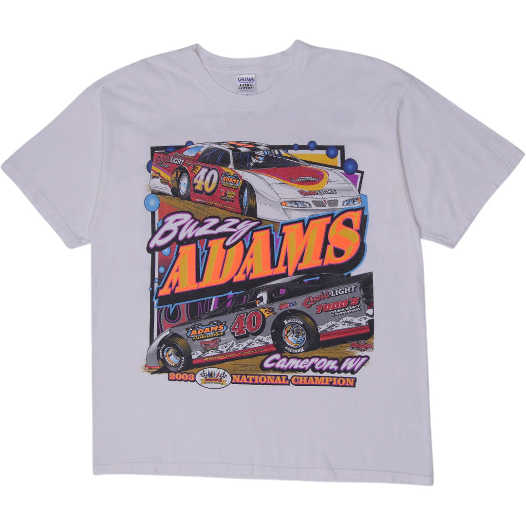 Vintage 1999 Buzzy Adams Racing Graphic T-Shirt Size XL