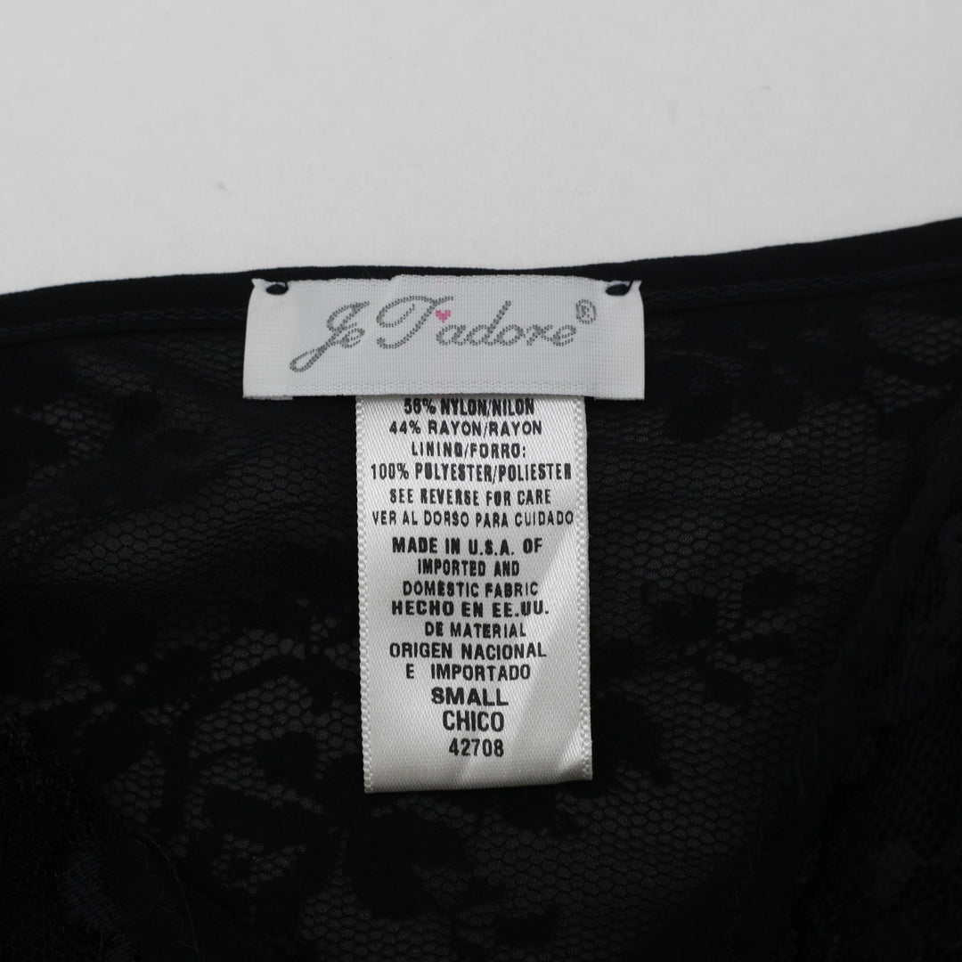 Y2K Ladies Je T'adore Black Lace Mesh Cami Made in USA Size S