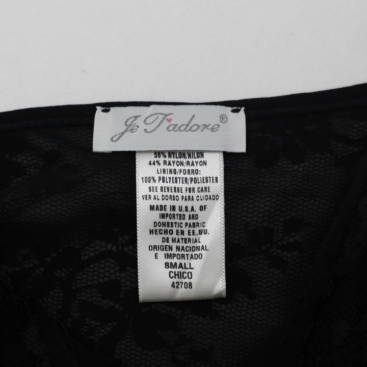 Y2K Ladies Je T'adore Black Lace Mesh Cami Made in USA Size S