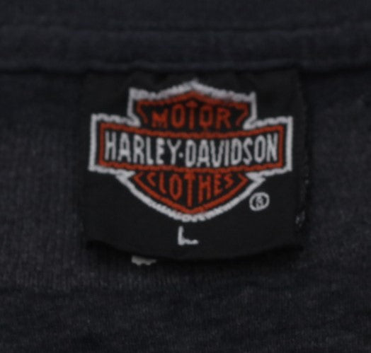 Vintage Harley Davidson 3D Emblem Panther T-Shirt Single Stitch Made In USA Distressed L - Fashion Rerun Vintage Migration_T-Shirt