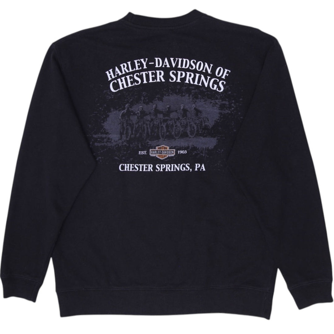 Mens Harley Davidson Sweatshirt Black Graphic Chester Springs