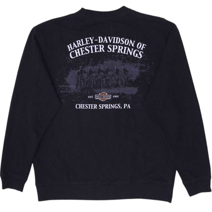 Mens Harley Davidson Sweatshirt Black Graphic Chester Springs