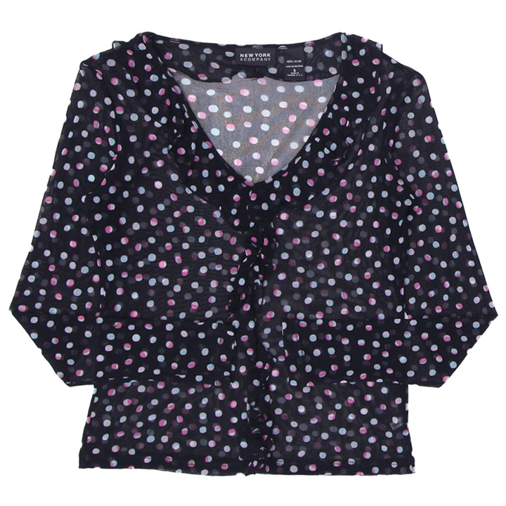 Y2K Ladies New York & Company 100% Nylon Mesh Long Sleeve Top
