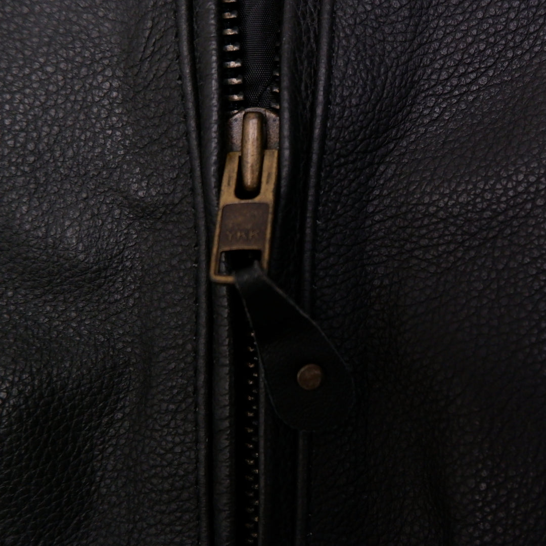Vintage USA Bikers Dream Apparel Zip Up With Orange Striped Leather Jacket | Migration_Jacket - Detail View | Fashion Rerun