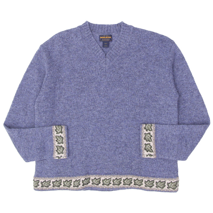 Vintage Woolrich V-Neck Sweater Wool Size Large, Blue Haze Ladies - Fashion Rerun Vintage Migration_Sweaters