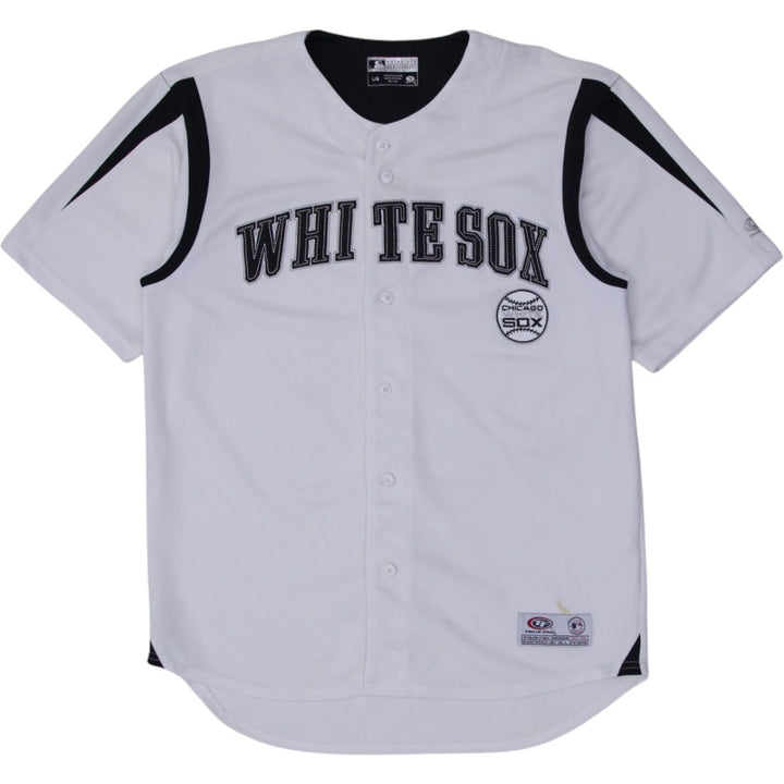 Mens True Fan White Sox Baseball Button Jersey