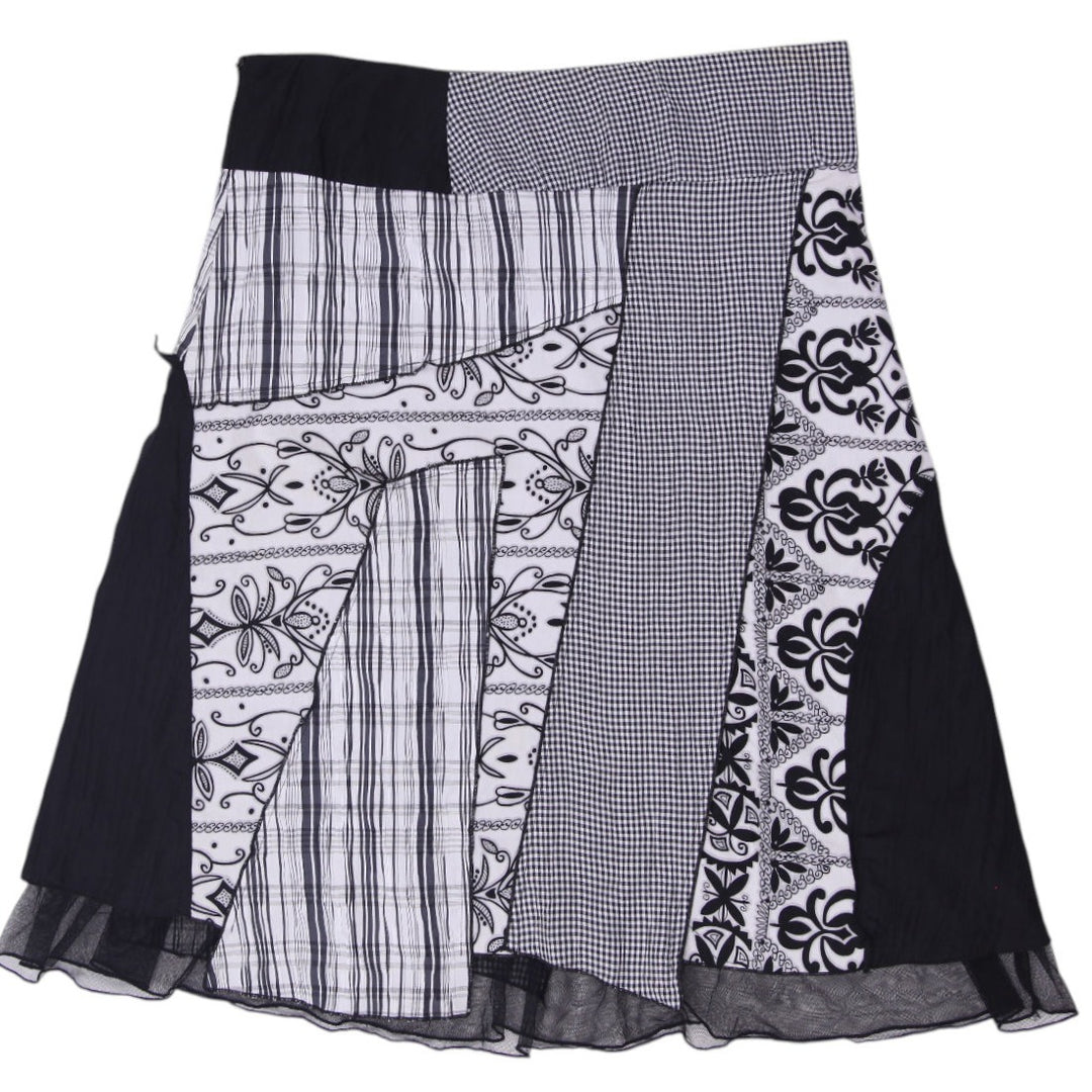 Y2K Ladies Damask Striped Geometric Mixed Media Midi Skirt Size 14