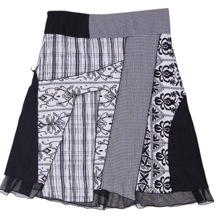 Y2K Ladies Damask Striped Geometric Mixed Media Midi Skirt Size 14