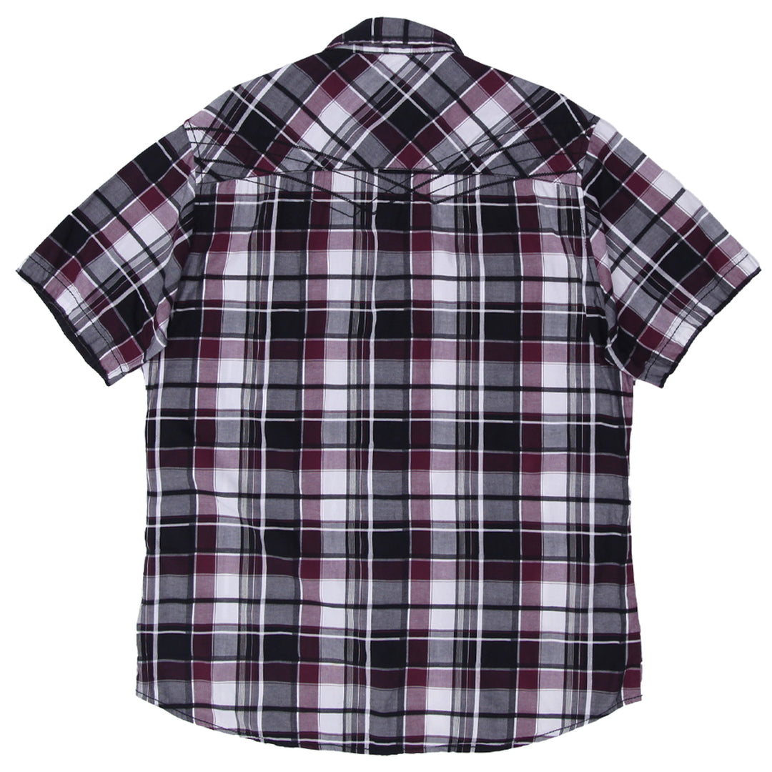 Mens Buckle Black Plaid Athletic Fit Short Sleeve Shirt - Fashion Rerun Vintage Migration_Shirt