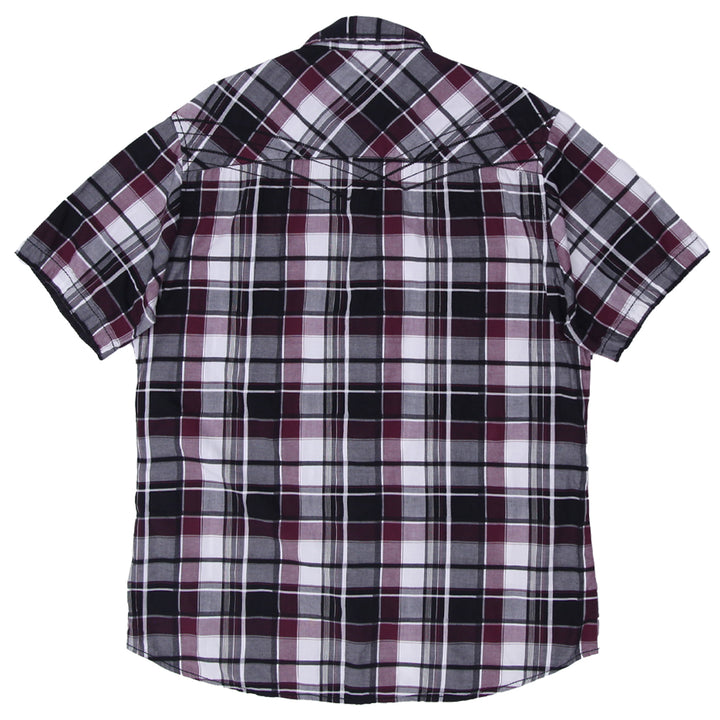 Mens Buckle Black Plaid Athletic Fit Short Sleeve Shirt - Fashion Rerun Vintage Migration_Shirt