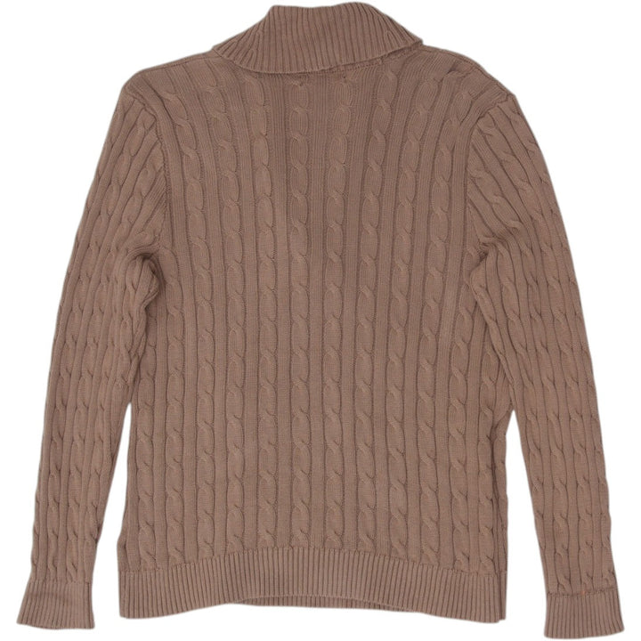 Ladies Ralph Lauren Cardigan Brown Cable Knit Belted Sweater