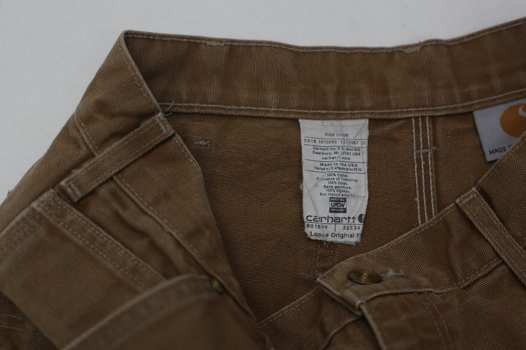 Mens B0 1BRN Loose Original Fit Double Knee Carhartt Pants