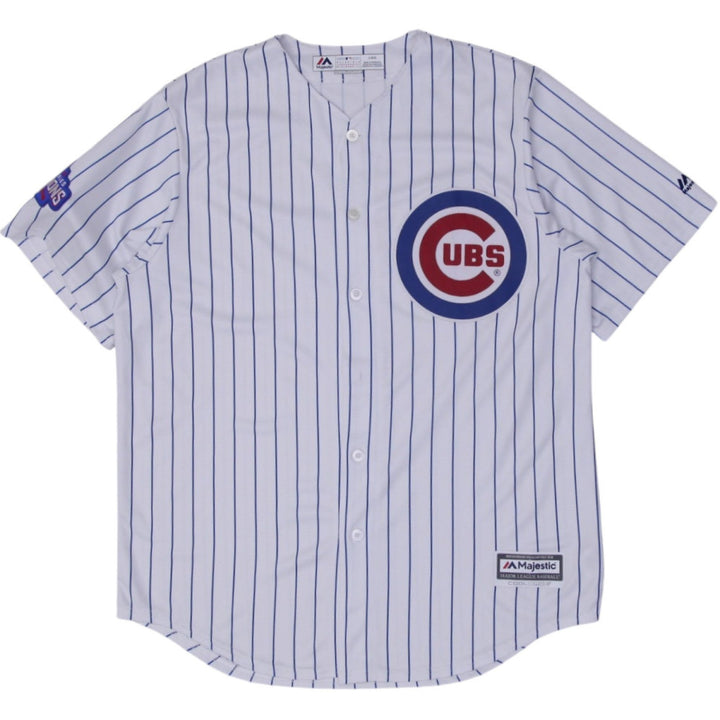 Mens Majestic Cubs Baseball Jersey White Pinstripe MLB