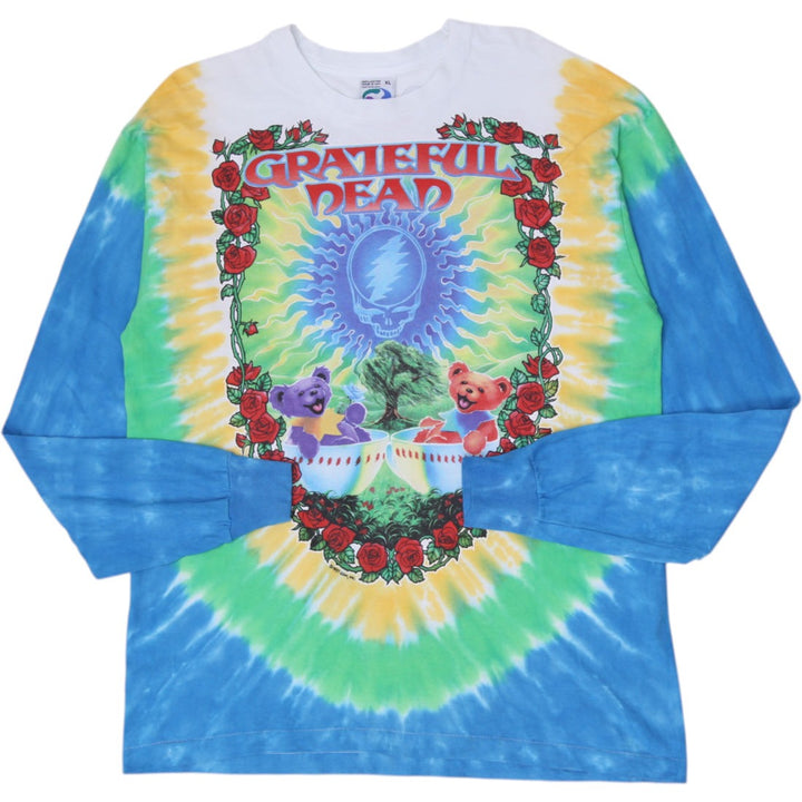 Vintage 90 Grateful Dead Scarlet Fire Tie-Dye Long Sleeve T-Shirt XL Liquid Blue Made In USA