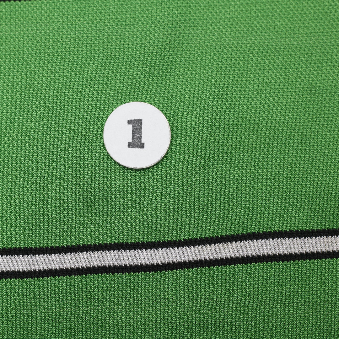 Vintage 90s Nike Green Striped V-Neck Jersey Shirt Size M | Migration_Jerseys - View 6 | Fashion Rerun