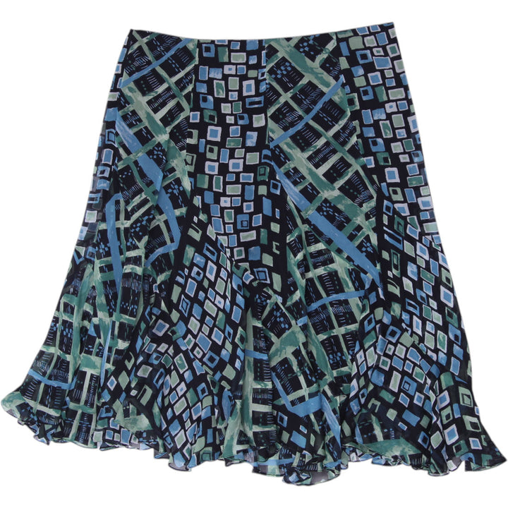 Y2K Dana Buchman Silk Chiffon Ruffle Flared Midi Skirt Size  12