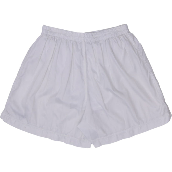 Vintage Embroidered Nike Logo White Sport Shorts | Migration_Shorts - Side View | Fashion Rerun