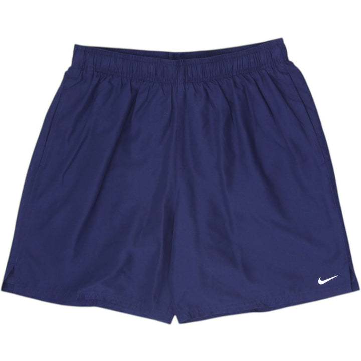 Mens Nike Swim Trunks Volley Shorts Navy Blue Mesh Lined White Swoosh Size L