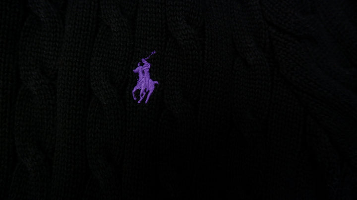 Vintage Ladies Ralph lauren Sport Cable Knit Zip Up Hooded Sweater | Migration_Jumper & Knitwear RL Collectio | Fashion Rerun