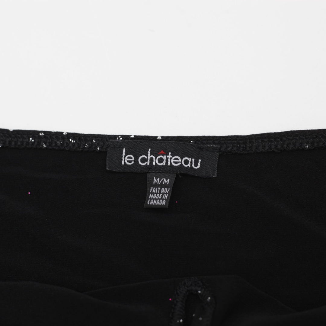Y2K Ladies Le Chateau Glitter Sparkle Halter Top Size M