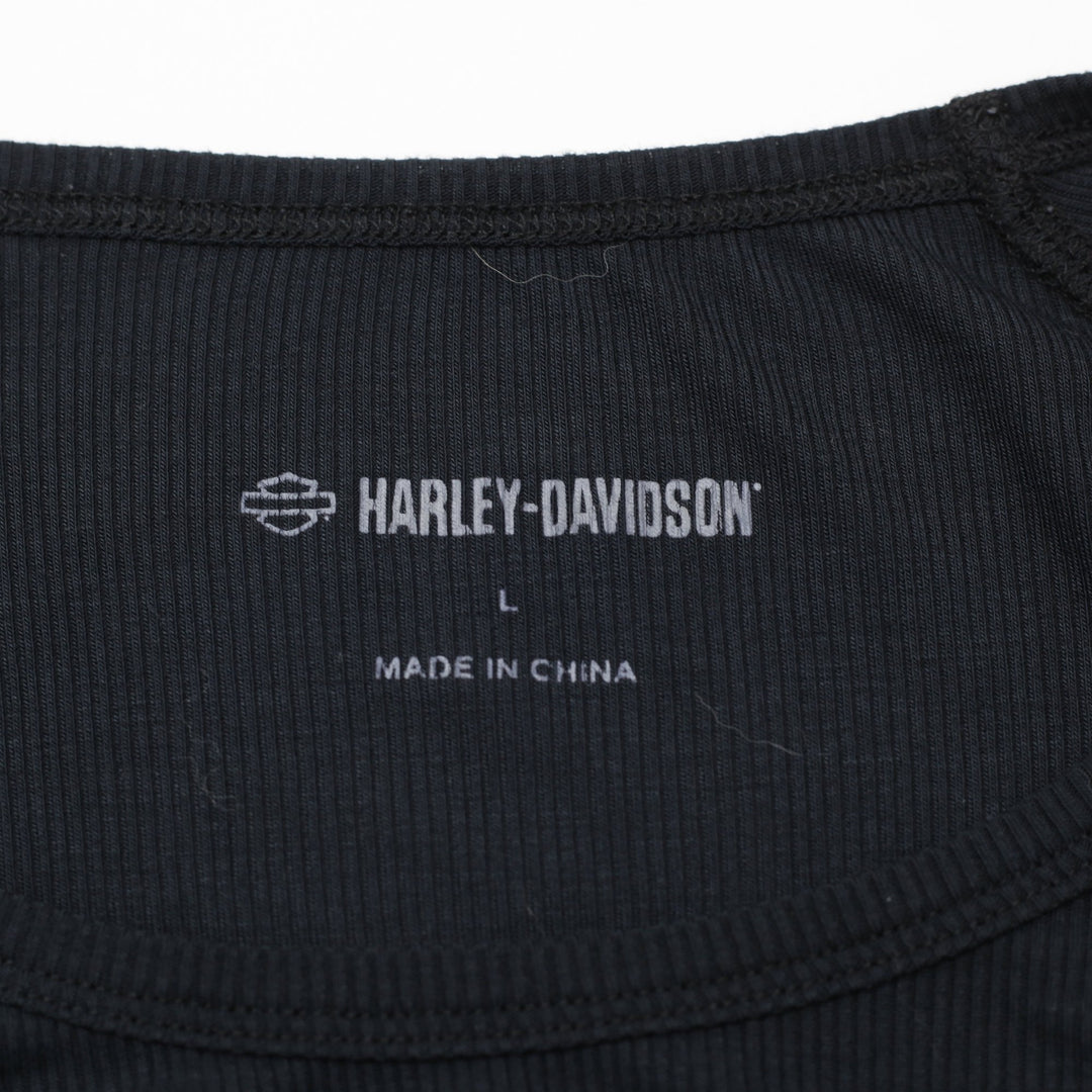 Mens Harley Davidson Shirt Black Long Sleeve Graphic Logo Size L