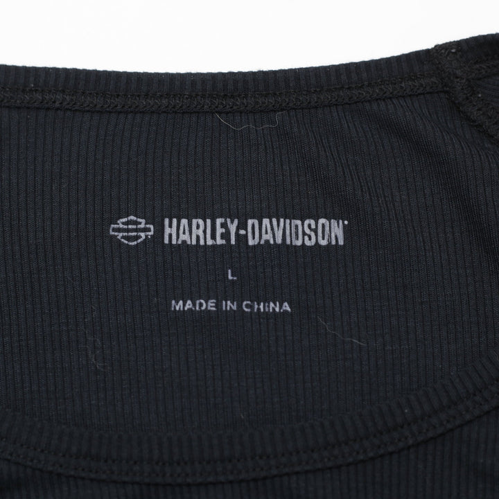 Mens Harley Davidson Shirt Black Long Sleeve Graphic Logo Size L